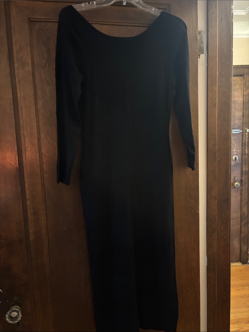 Classic Black Long Sleeve Midi Dress